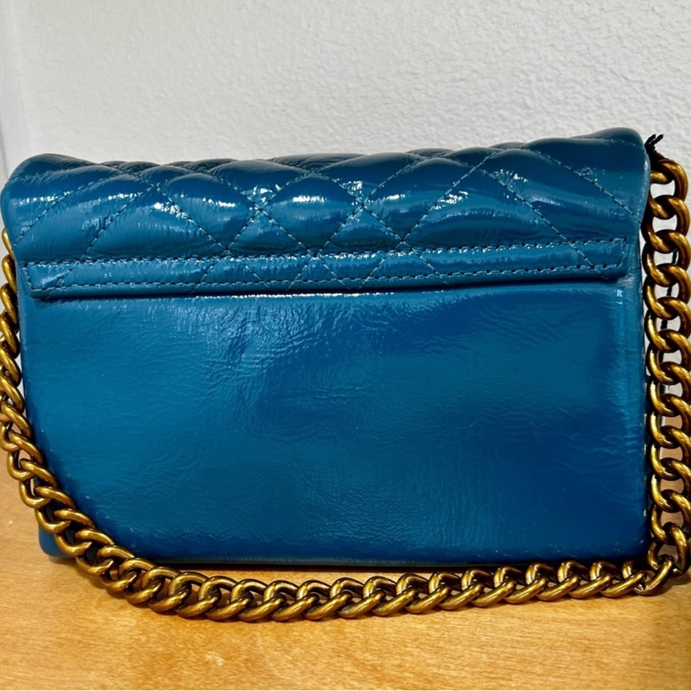 Kurt Geiger Blue Quilted Patent Leather Crossbody Bag - Picture 3 of 11